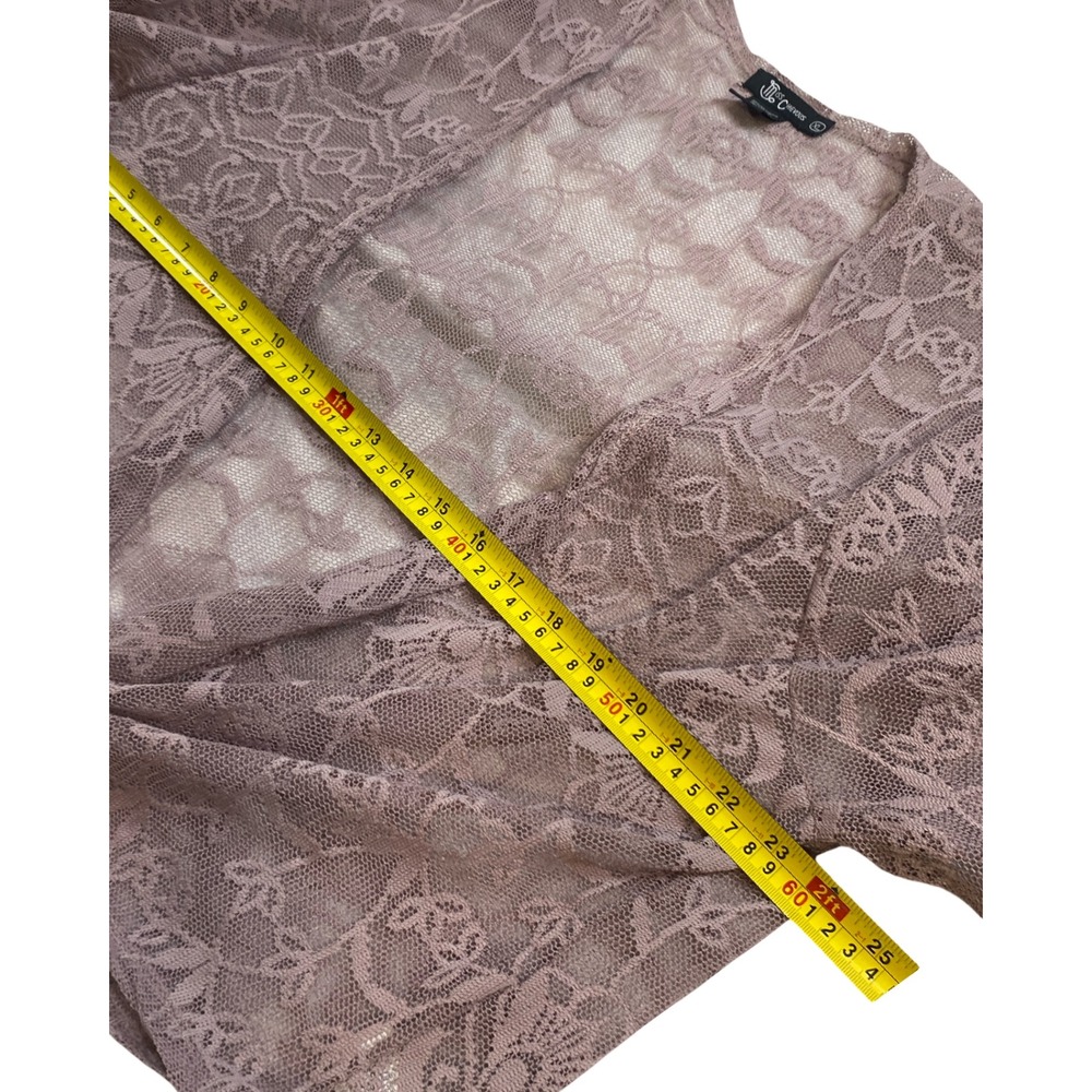 Miss Chievous Womens XL Mauve Pink Kimono Sheer Lace Tie Front Shrug Bolero Top - Picture 8 of 8